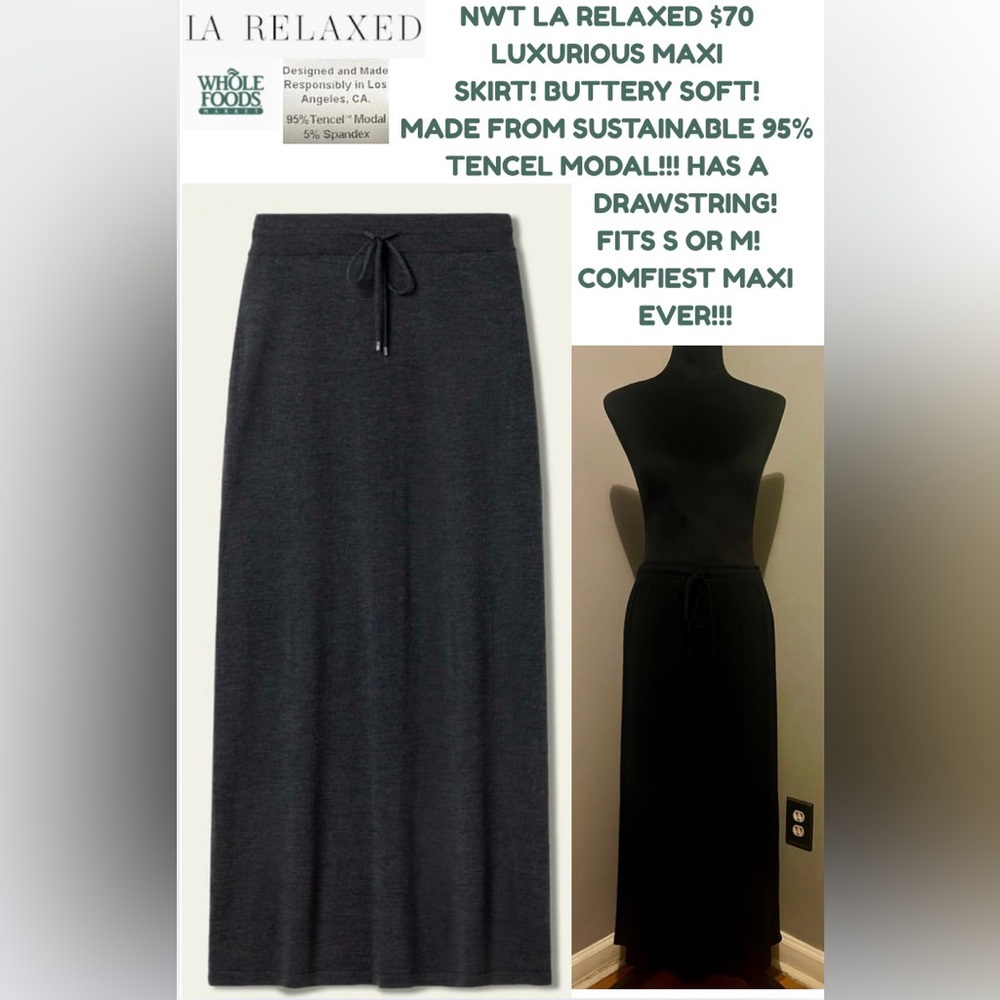 NWT LA RELAXED X WHOLE FOODS MAXI SKIRT! SUSTAINABLE 95% TENCEL MODAL & SPANDEX!